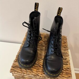 Black Leather Lace-Up Boots